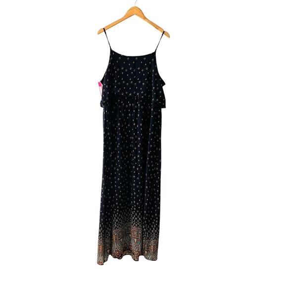 Xhilaration Printed Spagetti Strap Overlay Maxi Dress Size XXL NWT Black Multi - Picture 2 of 6
